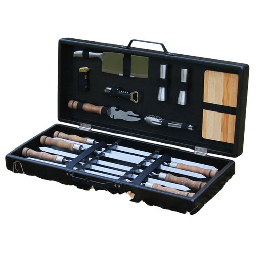 Набор для гриля и барбекю Застольный в деревянном кейсе (SP82905)