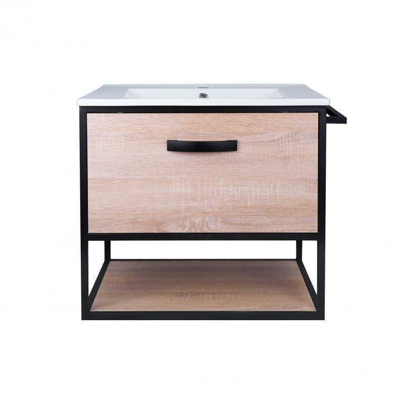 Комплект Q-tap Taurus 600х580х437 Whitish oak тумба подвесная + раковина врезная QT2472TPT603WO (13829)
