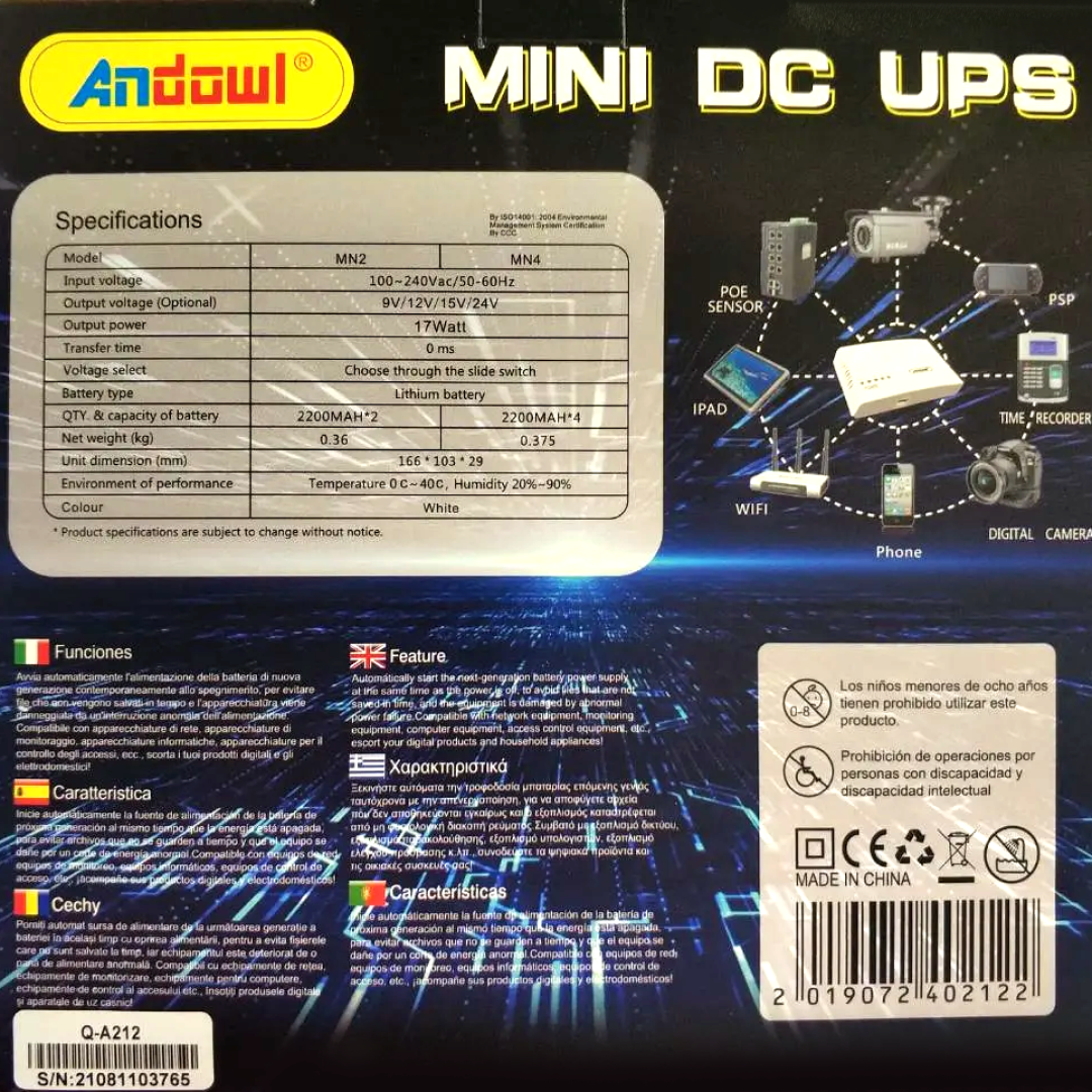 Портативный UPS для роутера ИБП Andowl Q-A212 MINI DC UPS 12000 mAh ЮПС (715c5d79) - фото 9