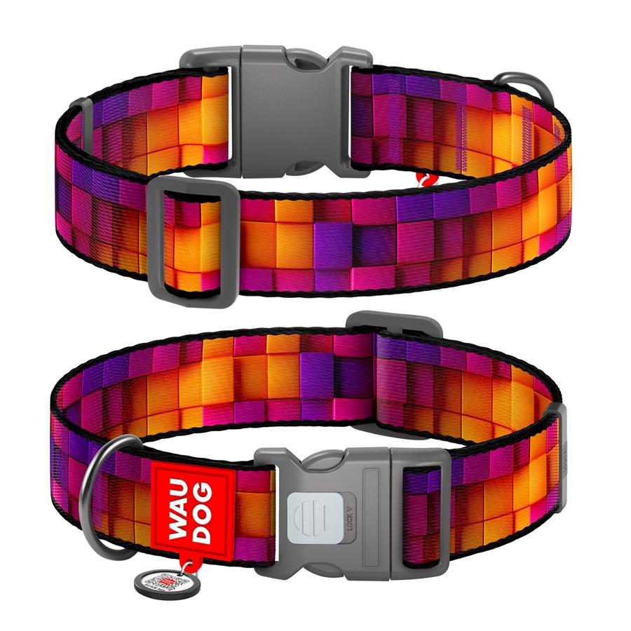 Ошейник для собак с QR-паспортом Waudog Nylon Кубы 3Д пластиковый фастекс XXL 35 мм 46-70 см Разноцветный (284-4057) Ошейник для собак с QR-паспортом Waudog Nylon Кубы 3Д пластиковый фастекс XXL 35 мм 46-70 см Разноцветный (284-4057)