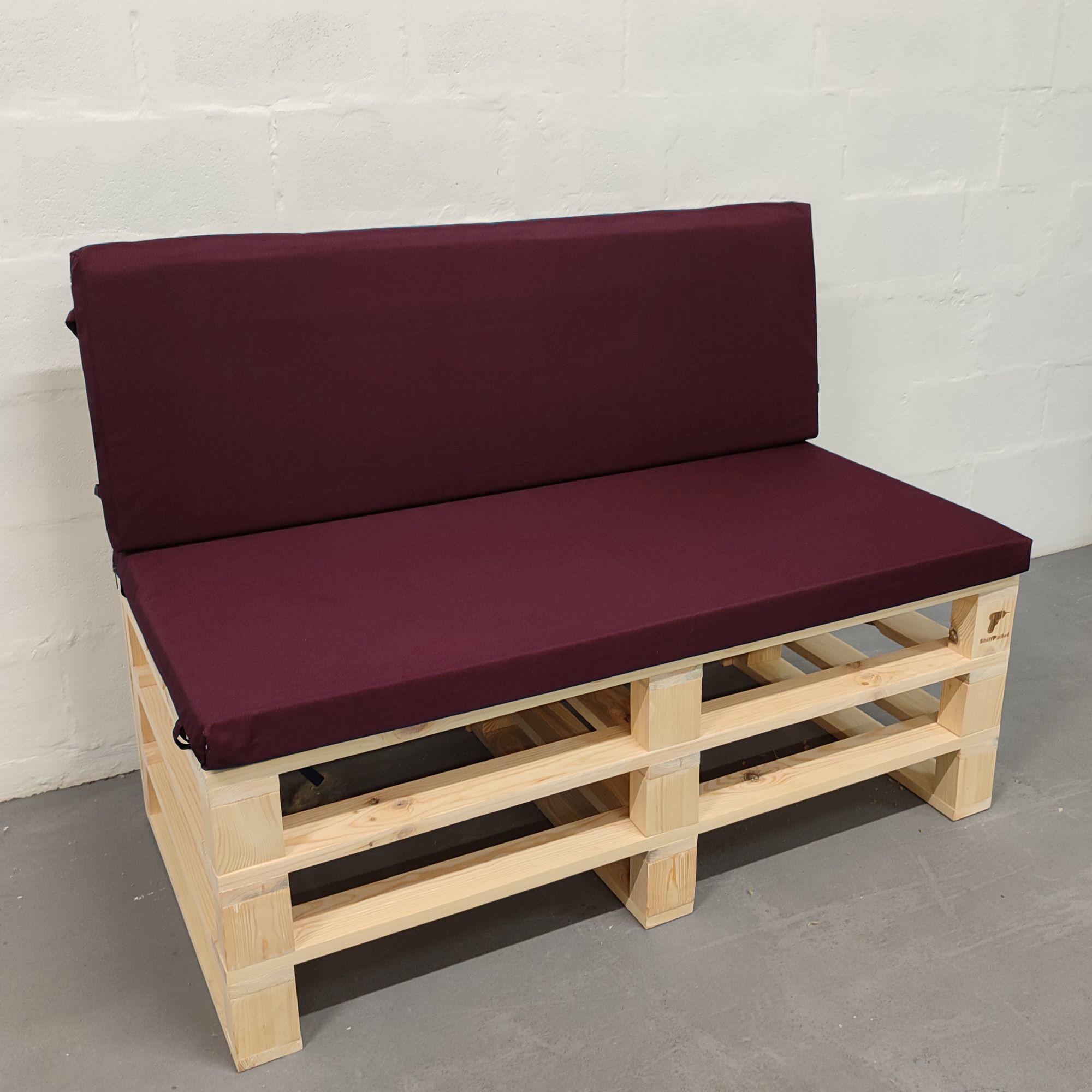 Комплект водоотталкивающих подушек для паллет-дивана eGarden оксфорд 120x60x5/120x40x5 см Бордовый (5699) - фото 1