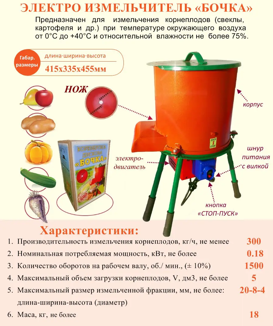 Кормоизмельчитель Юга-Сервис Бочка 415х335х455 мм (11449982) - фото 4