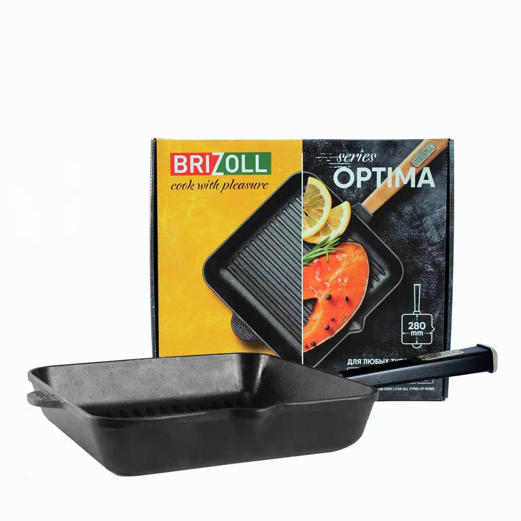 Сковорідка гриль Brizoll Optima O282850G-P1 28 см Black (18095) - фото 3