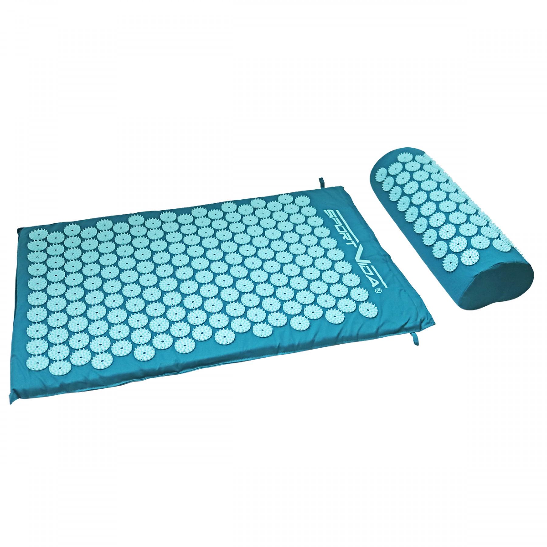 Килимок акупунктурний з валиком SportVida Аплікатор Кузнєцова 66x40 см Turquoise/Turquoise (SV-HK0283) - фото 9