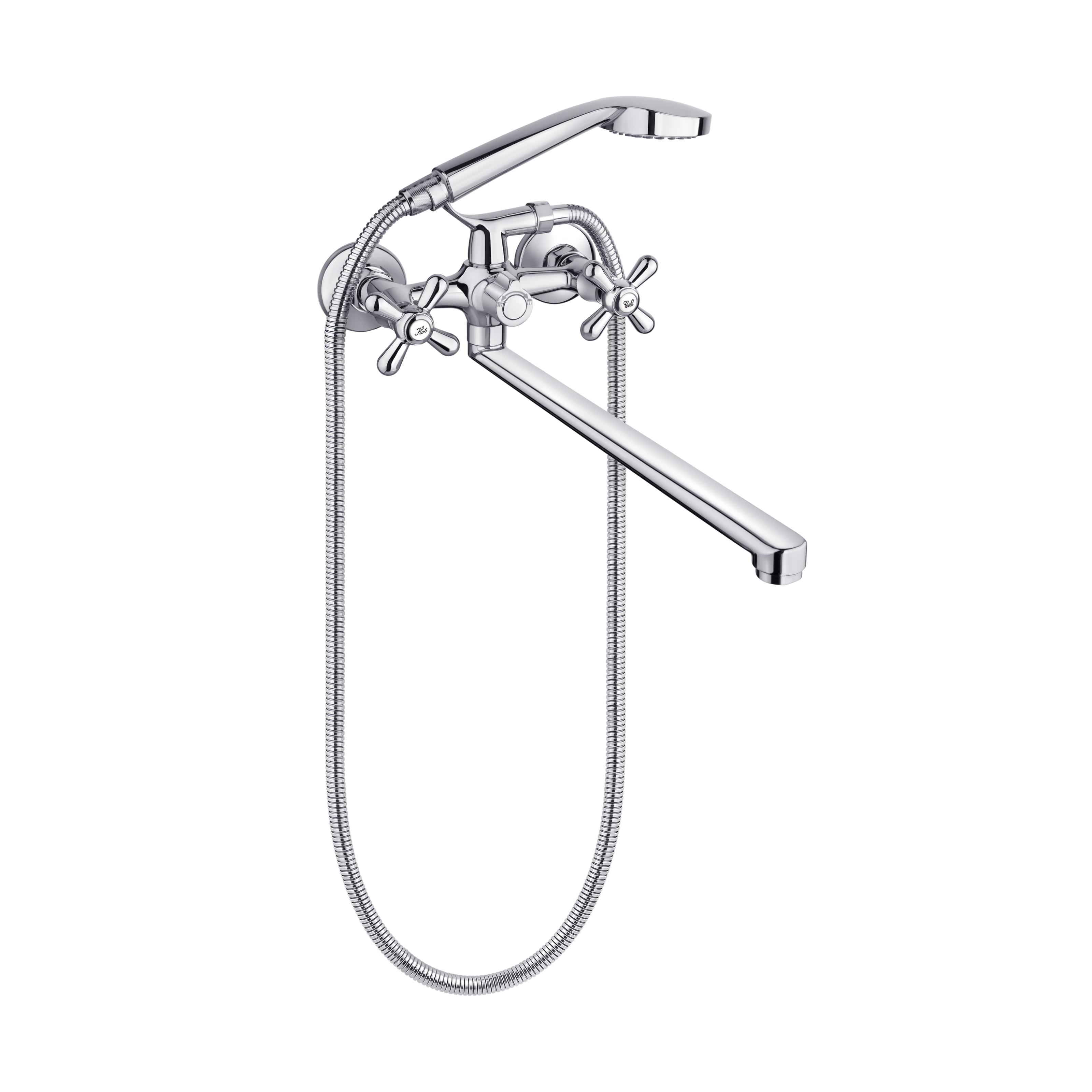 Змішувач для ванни Perla TRUST з довгим гусаком латунь Хром (RBE3509)