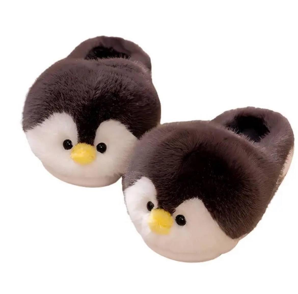 Домашние плюшевые тапочки Пингвины открытые р. 36-37 Черно-белый