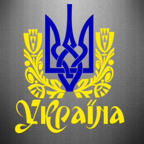Наклейка Тризуб Украины 25,4x30 см Желтый с синим (21557918)