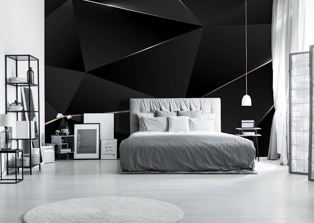 Фотообои Абстракция Треугольники с клеем 368x254 см Черный (13557P8)