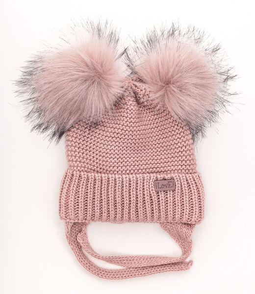 Шапка дитяча для дівчаток Мія D825 фліс 44-48 см Пудровий