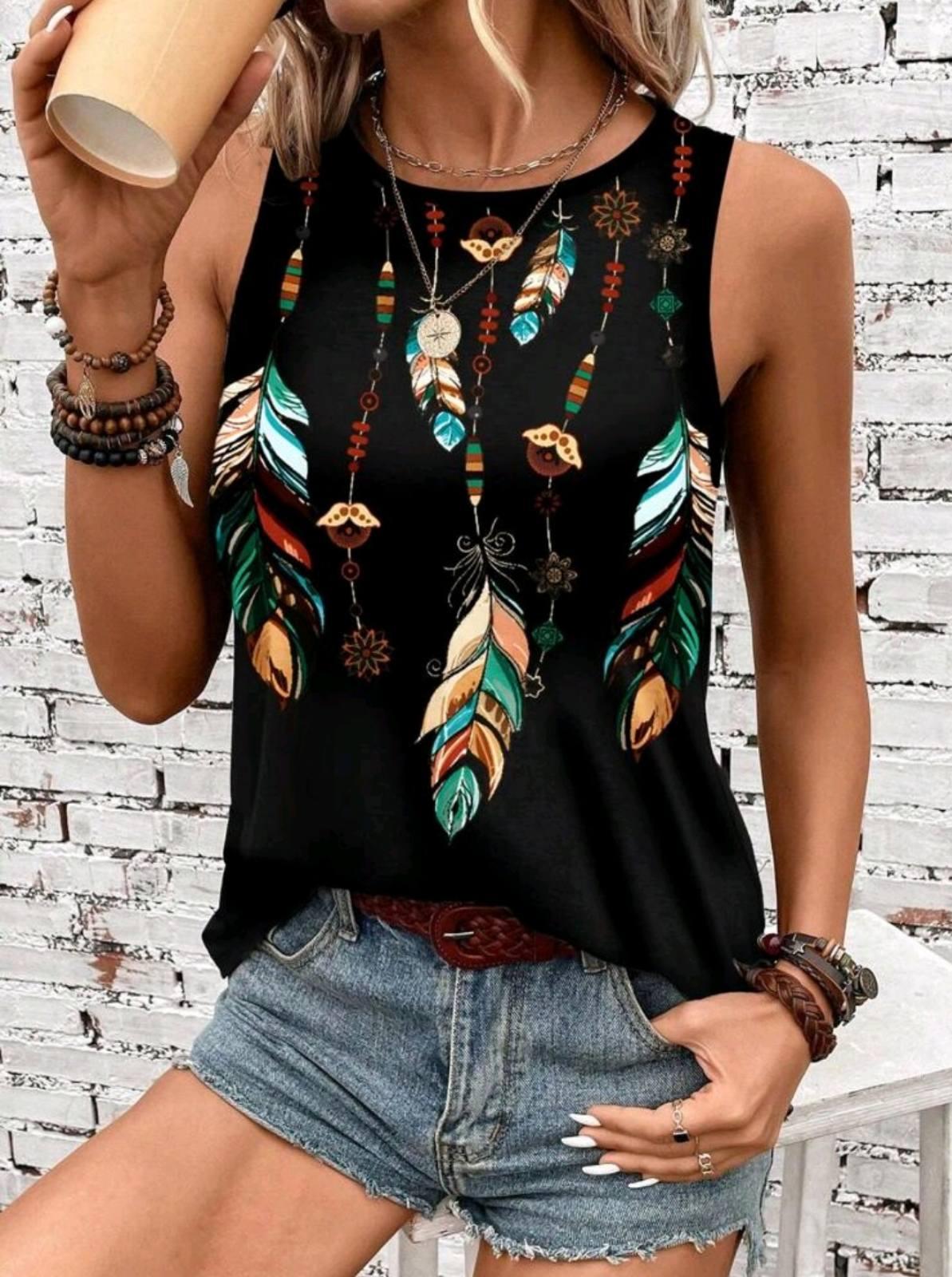 Майка женская Feathers с перьями S/M Черный/Разноцветный (27316214)