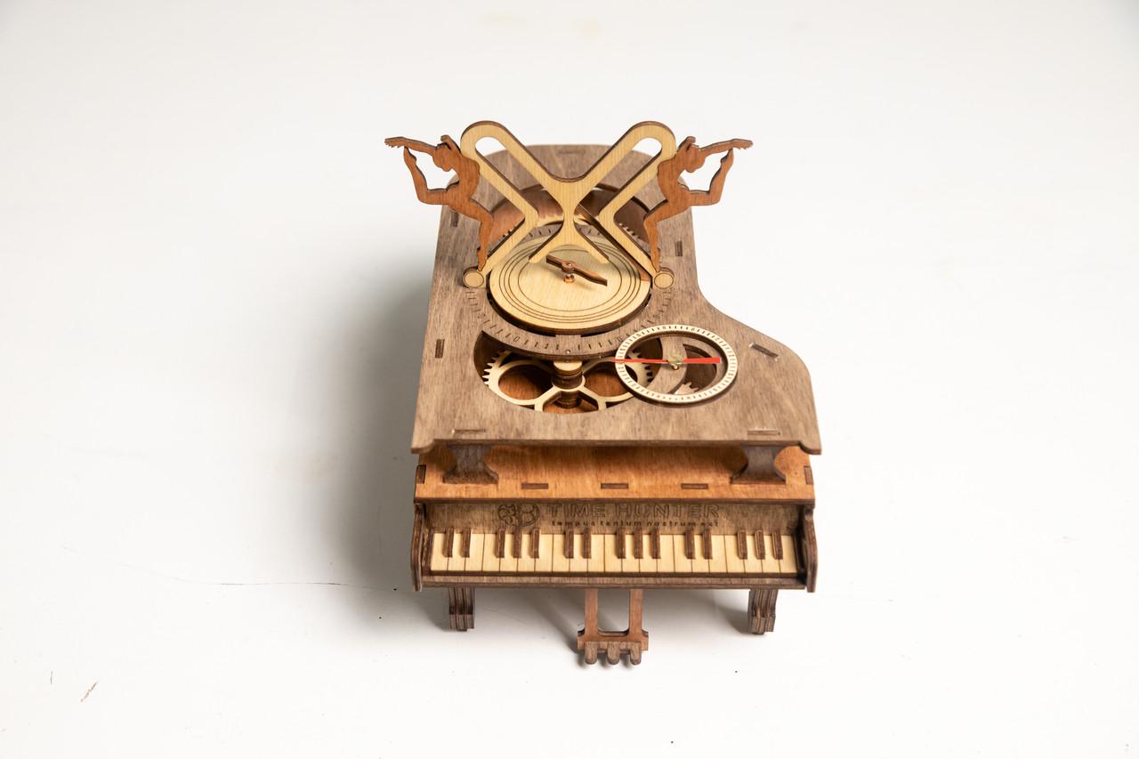 Пазл механический из дерева PuzzleFlow 3D Настольные часы Пианино 42 детали