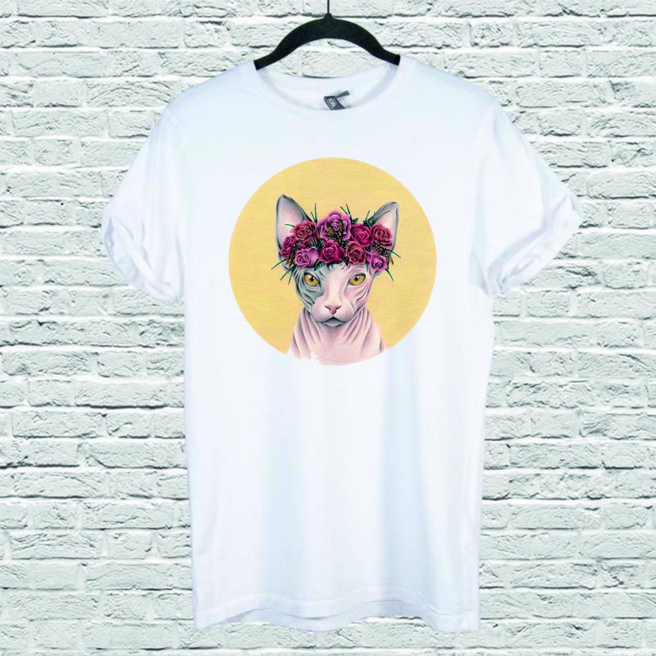 Футболка YOUstyle Sphynx cat Flowers 0059 XXL White (14405593)