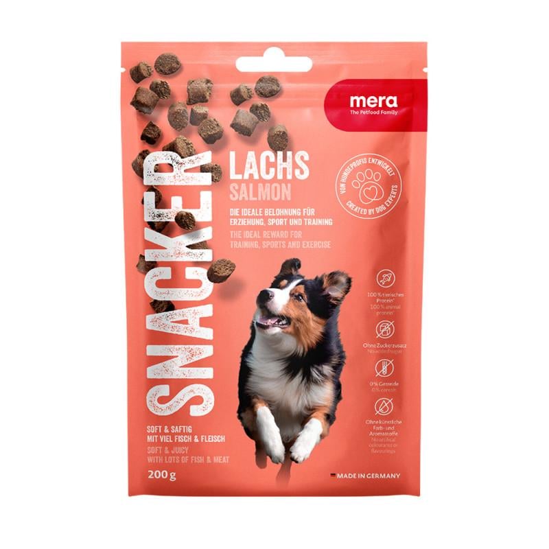 Лакомство для собак MERA Snacks Snacker Lachs Мягкие полувлажные снеки с лососем 200 г (3198031303)