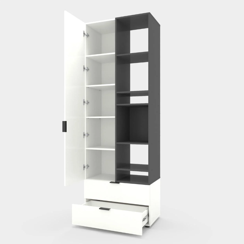 Шафа Metkas Home A001R ЛДСП 800x420x2300 мм Білий Сніг/Антрацитовий