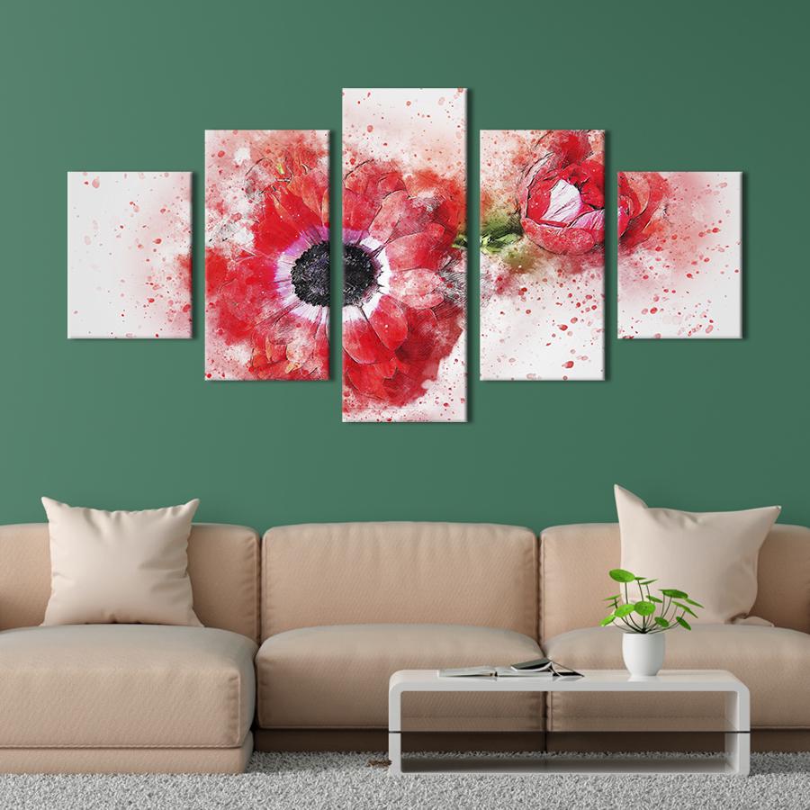 Картина на холсте Прекрасные акварельные маки 187x94 см (817-52)