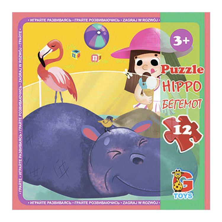 Пазл Зоопарк Бегемот 12 елементів 21х20 см