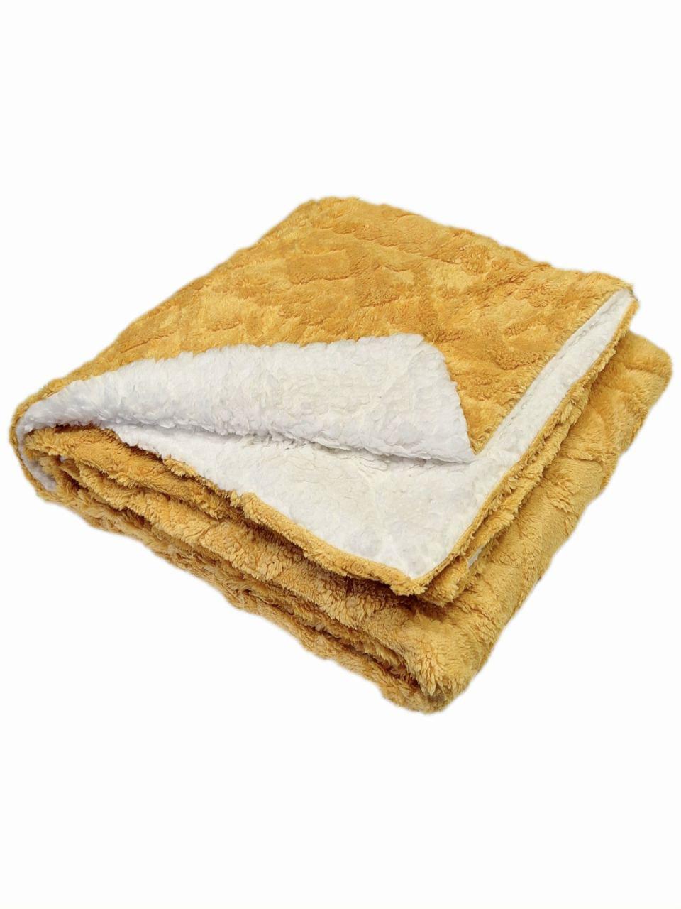 Плед двухсторонний на овчине 125x165 см Желтый с белым (2071) Плед двухсторонний на овчине 125x165 см Желтый с белым (2071)