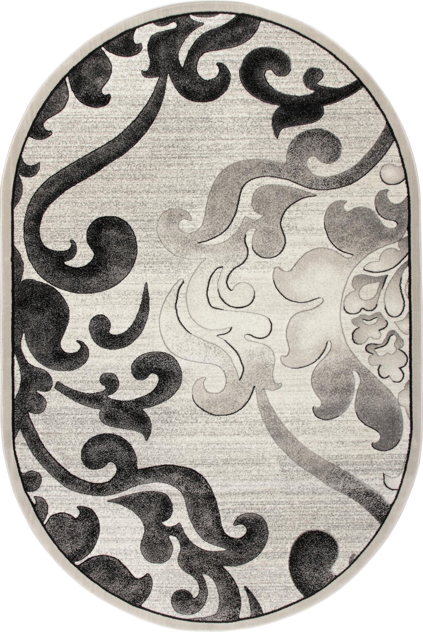 Ковер Karat Sonata 22001/160 1x2 м овальный Серый/Черный (00-00009923)