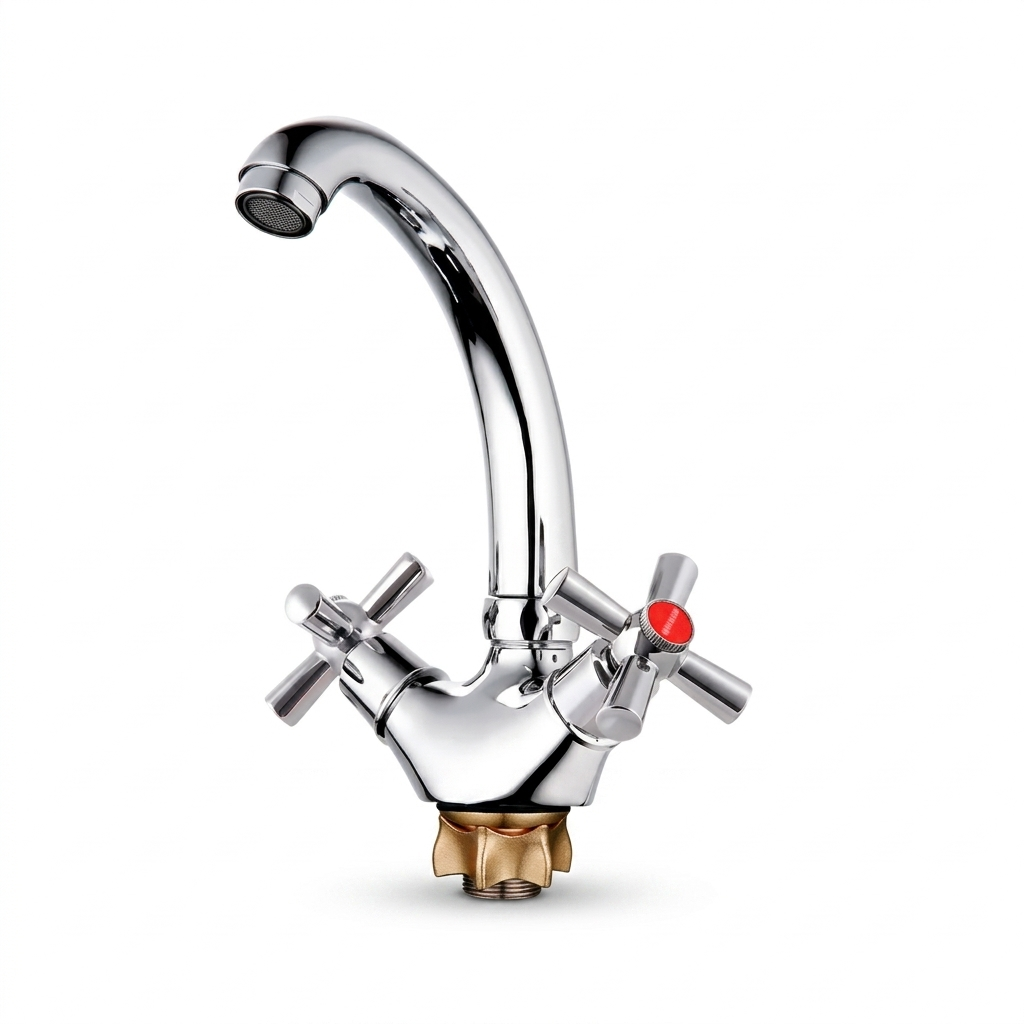 Змішувач для раковини MIXXUS TLC4-722 двовентильний Хром (MI6496)