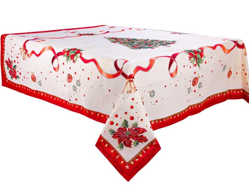 Скатерть новогодняя гобелен с люрексом 140х140 см