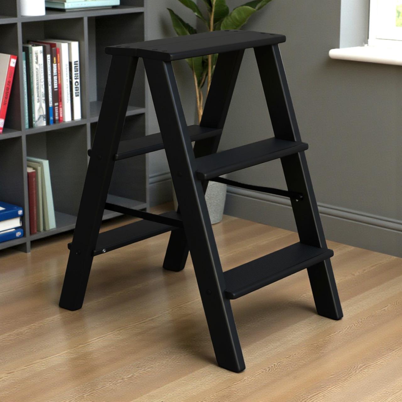Табурет-лестница деревянный Студія Дерева Вільха Вестерн бытовой двухсторонний 3 ступеньки Черный (31002875) - фото 4 Табурет-лестница деревянный Студія Дерева Вільха Вестерн бытовой двухсторонний 3 ступеньки Черный (31002875) - фото 4