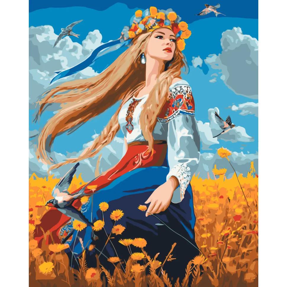 Картина по номерам ORIGAMI Девушка в вышитой сорочке pbn-p 40х50 см (LW31530)
