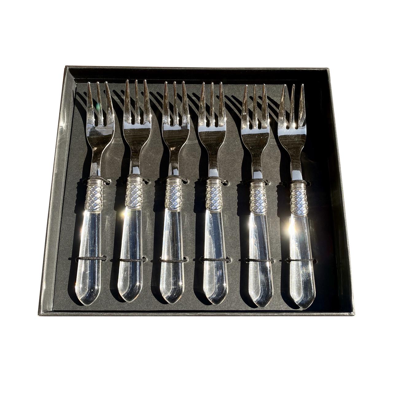 Набор вилок для торта Domus&Design Damasco 6 шт. Steel/Transparent (CD4DMSS/TR)