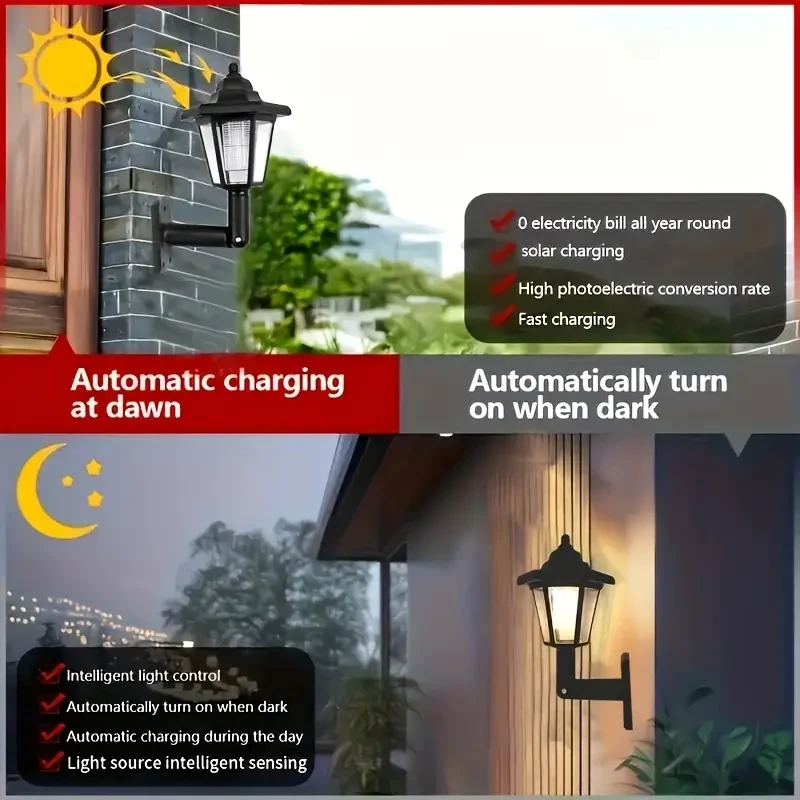 Фонарь-светильник уличный Ретро LED настенный на солнечной батарее (2721928082) - фото 3