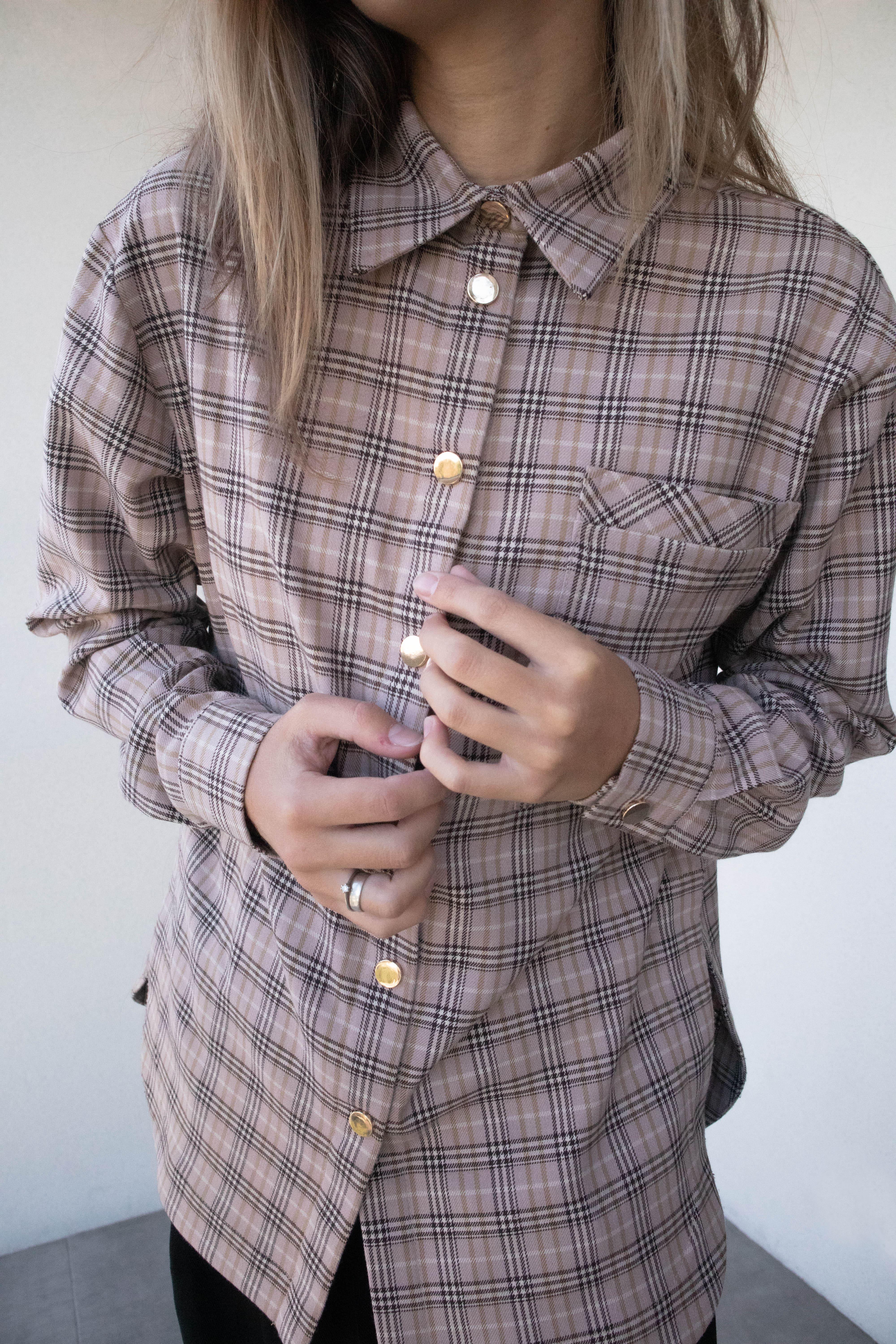 Сорочка картата жіноча VSlatinina подовжена XL Бежевий (01234567827) - фото 3