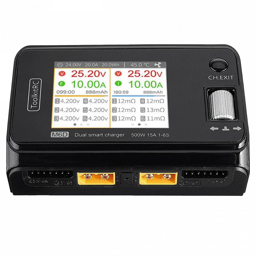 Зарядний пристрій для акумуляторів ToolkitRC M6D DC 500W 25A SYNC з блоком живлення S-520-26 26V 20A - фото 7 Зарядний пристрій для акумуляторів ToolkitRC M6D DC 500W 25A SYNC з блоком живлення S-520-26 26V 20A - фото 7