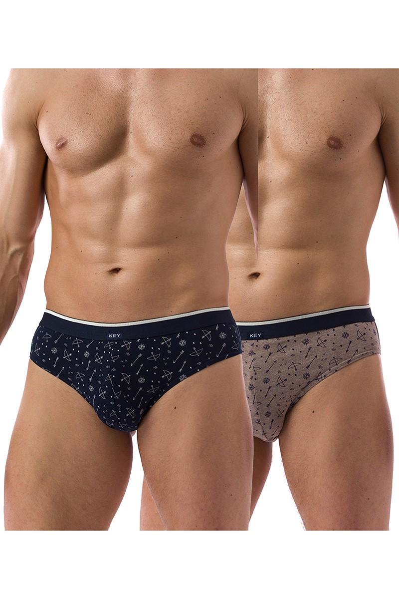 Труси сліп Key р. 48/M Синій/Коричневий (75152)