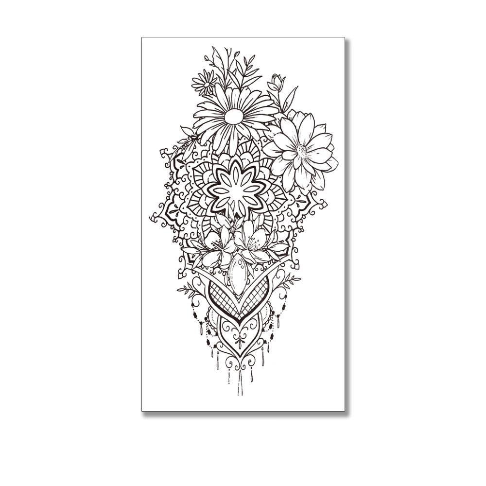 Тату тимчасове водостійке 3D велике Квіти із візерунком XQB-336 9,5х10 см (4506396) Тату тимчасове водостійке 3D велике Квіти із візерунком XQB-336 9,5х10 см (4506396)