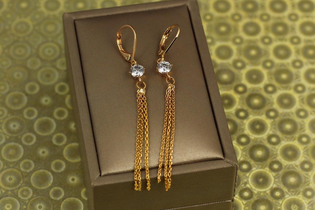 Серьги подвески Xuping Jewelry Якорные отметки с камнем 6,5 см Золотистый (2190450721)
