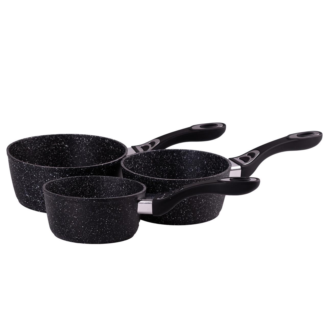 Набор ковшей Olina с антипригарным покрытием алюминиевые 3 шт. Черный (HP655) - фото 8
