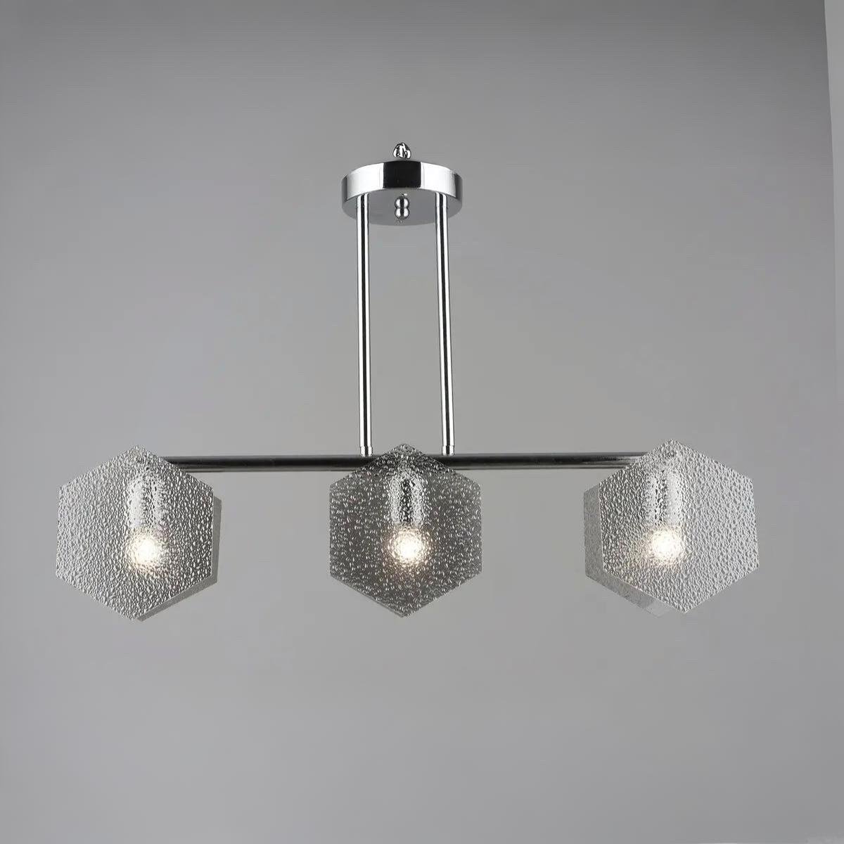 Люстра Sirius со стеклянными пластинами под три лампы Е27 Хром (B S2472/3 CH)