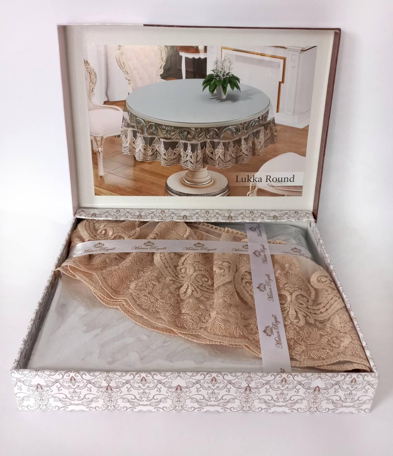 Силиконовая скатерть с кружевом Maison Royale 160 круг Lukka Cappucino (CN9383)