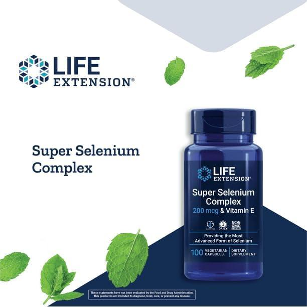 Витамины Life Extension Super Selenium Complex с витамином Е 200 мкг 100 вегетарианских капсул - фото 3