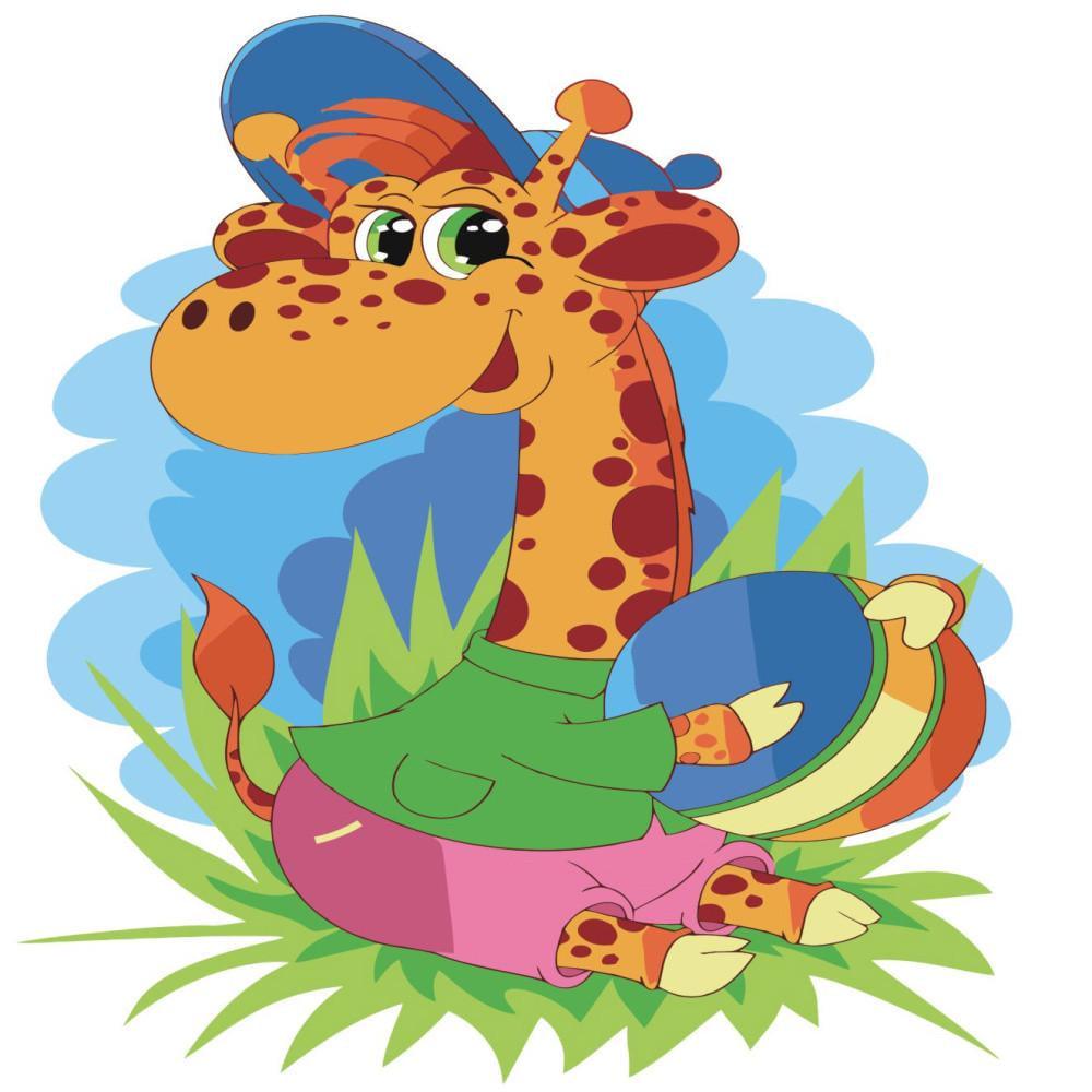 Картина по номерам Strateg Премиум Жираф в кепочке с лаком 30х30 см (ES059)