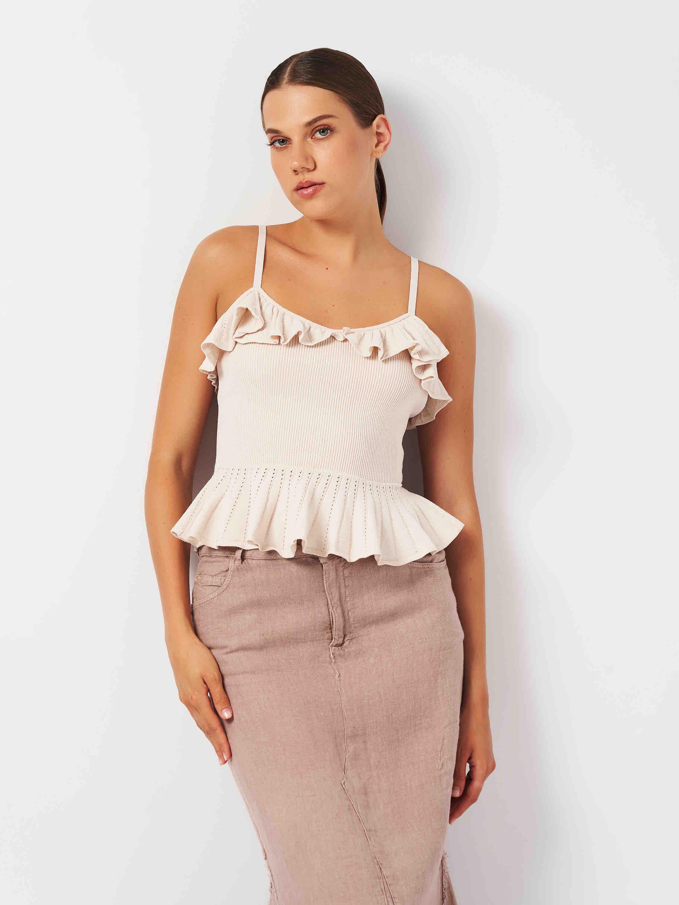 Топ женский вязаный S Светло-бежевый (2040809ral)