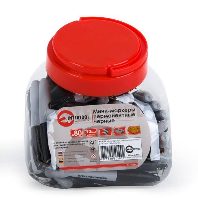 Міні-маркери Intertool перманентні 93 мм 80 шт. Чорний (KT-5010)