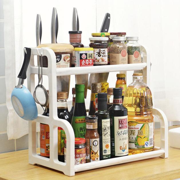 Органайзер для специй на кухню Kitchen shelf универсальный 2 ярусный Белый (56544222U) - фото 3