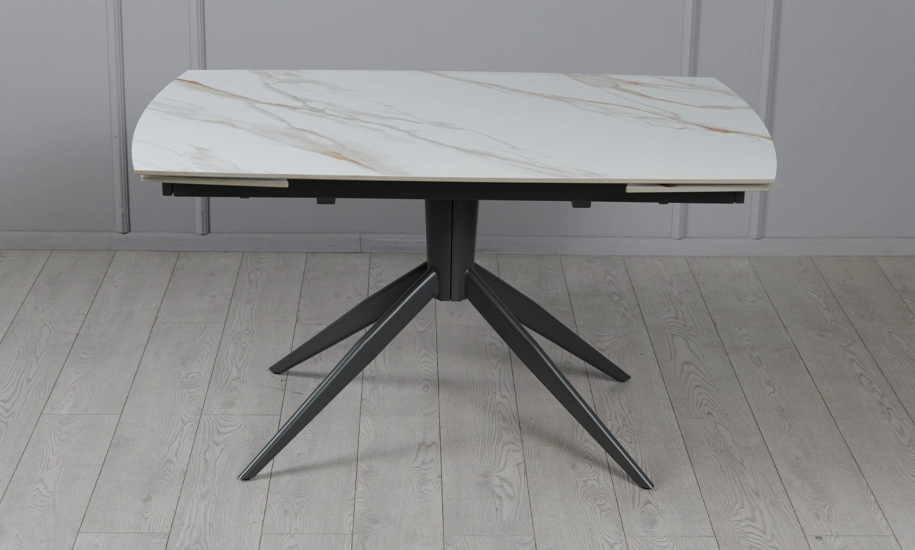 Стол Вираж черные ножки 1400/2000x900x750 мм Молочный глянец (2147486769) - фото 3