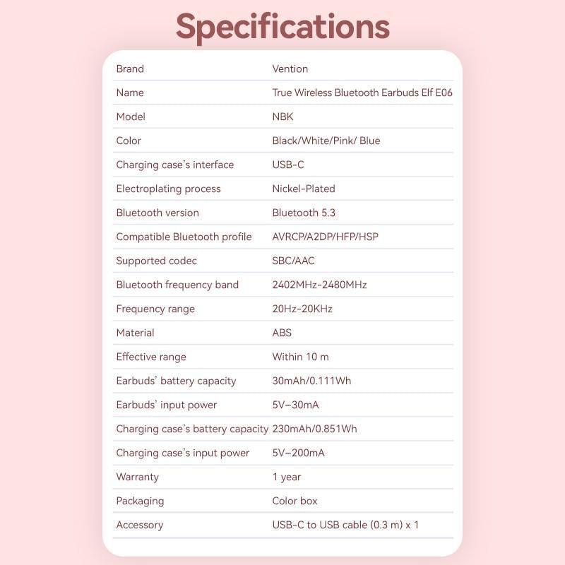 Навушники бездротові Vention Elf E06 Bluetooth 5.3 з AI-шумозаглушенням TWS 22 год відтверення AAC/SBC Hi-Fi водонепроникні IPX4 Синій (NBKS0) - фото 8 Навушники бездротові Vention Elf E06 Bluetooth 5.3 з AI-шумозаглушенням TWS 22 год відтверення AAC/SBC Hi-Fi водонепроникні IPX4 Синій (NBKS0) - фото 8