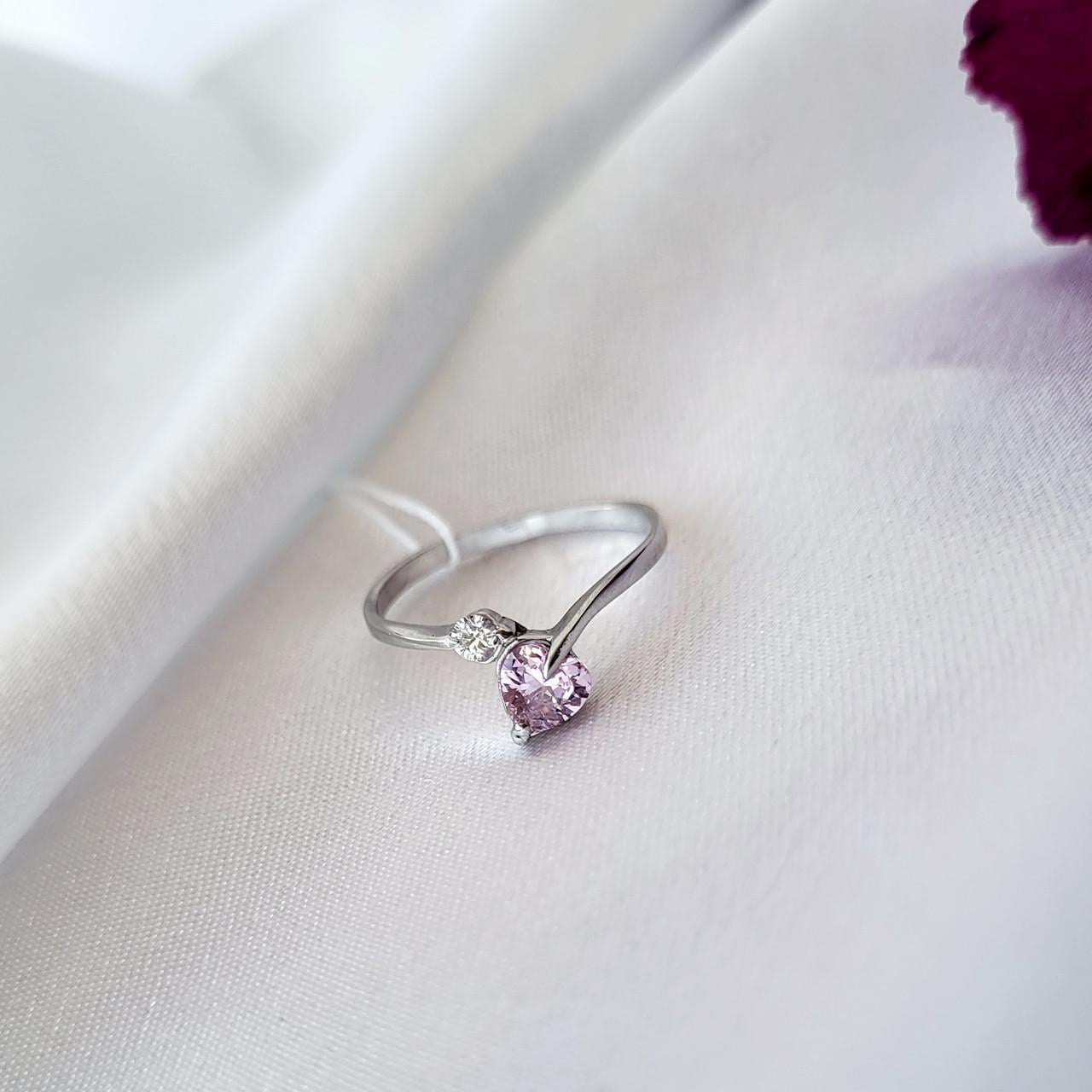 Кольцо женское серебряное Люси с Розовыми камнями р.17,5 925 пробы