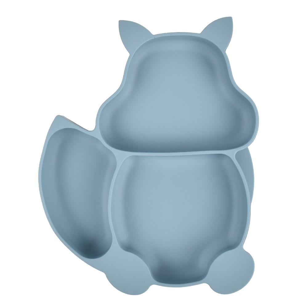 Тарелка силиконовая секционная на присоске Белочка Серо-голубой