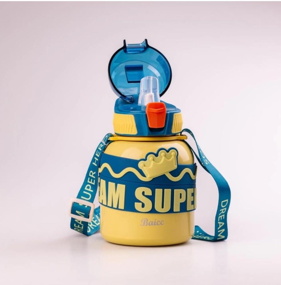 Термос Happy Life Baicc super hero нержавіюча сталь з ремінцем 560 мл Жовтий (18177251) - фото 3 Термос Happy Life Baicc super hero нержавіюча сталь з ремінцем 560 мл Жовтий (18177251) - фото 3