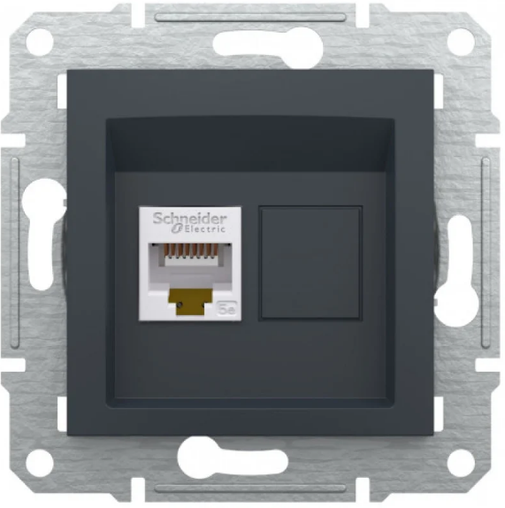 Розетка одинарная компьютерная Schneider Asfora RJ-45 Антрацит (27688320)