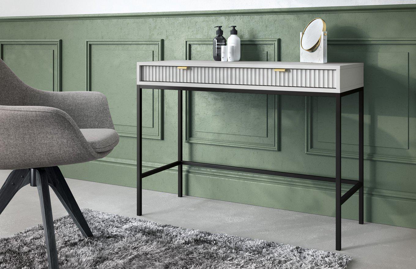 Стіл туалетний Perfect Home Nova T104 з 2 шухлядами та чорними ніжками Сірий (PFH-091268) - фото 1 Стіл туалетний Perfect Home Nova T104 з 2 шухлядами та чорними ніжками Сірий (PFH-091268) - фото 1