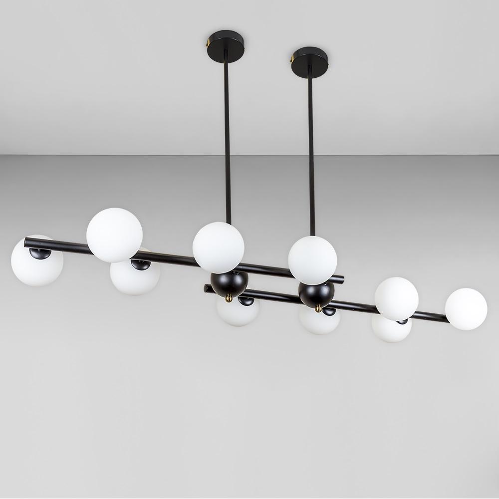 Люстра стельова Light House LS-18617-10 BK/WH Чорний/Білий 