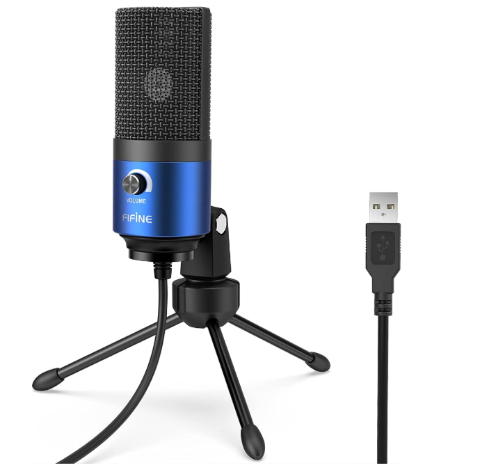 Микрофон-USB FIFINE K669 Blue для ПК конденсаторный для записи вокала/стримов/подкастов и озвучивания Синий (3163240486)